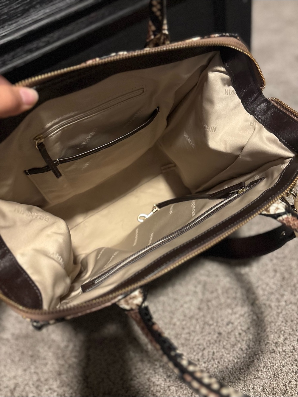 Brahmin Snake-Embossed Satchel and Wallet in Brown and Black - Picture 12 of 16